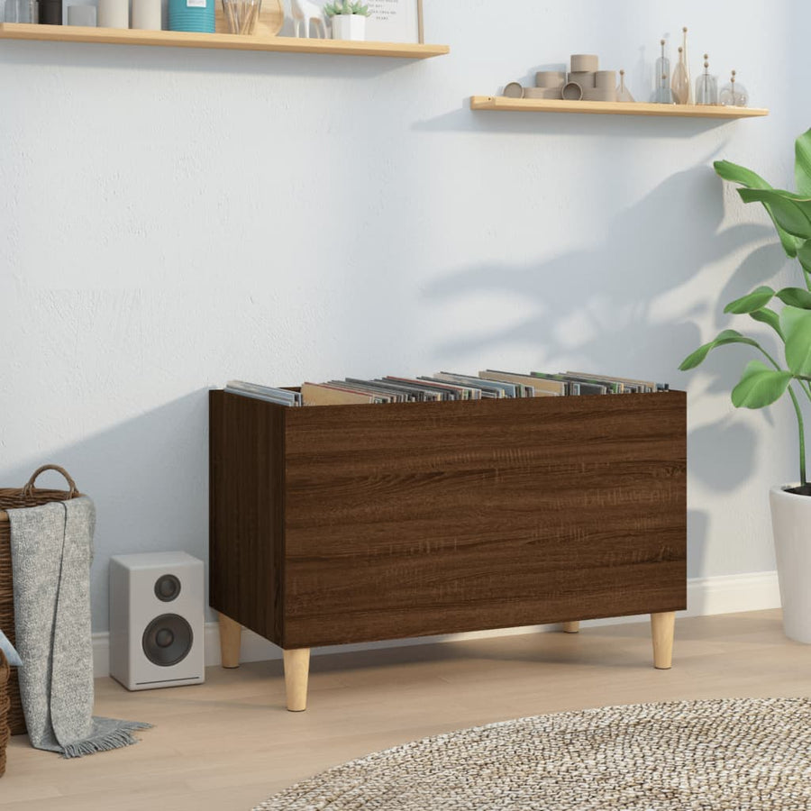 Platenkast 74,5X38X48 Cm Bewerkt Hout Bruin Eikenkleur