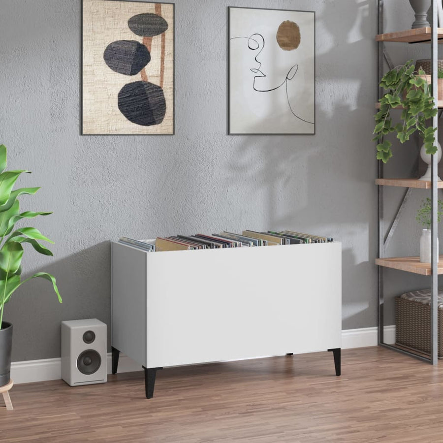 Platenkast 74,5X38X48 Cm Bewerkt Hout Wit