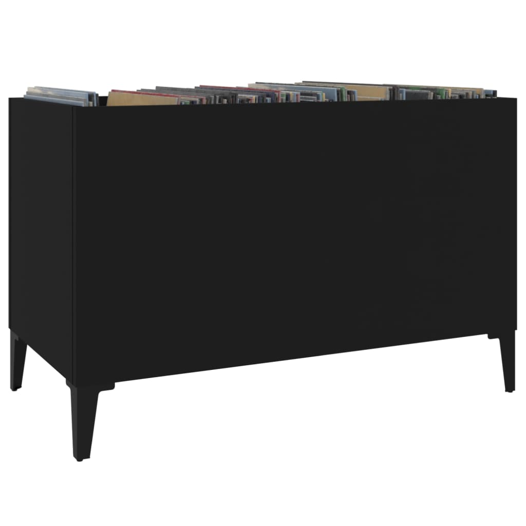Platenkast 74,5X38X48 Cm Bewerkt Hout Zwart
