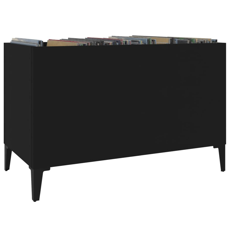 Platenkast 74,5X38X48 Cm Bewerkt Hout Zwart