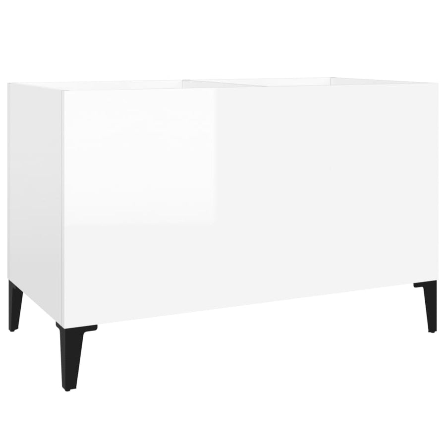 Platenkast 74,5X38X48 Cm Bewerkt Hout Hoogglans Wit