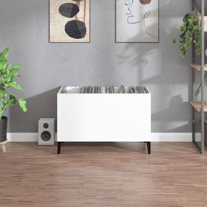 Platenkast 74,5X38X48 Cm Bewerkt Hout Hoogglans Wit