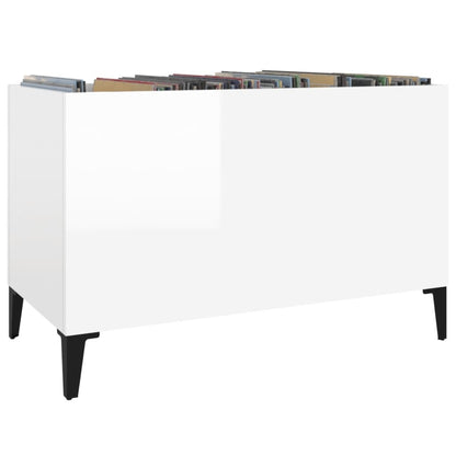 Platenkast 74,5X38X48 Cm Bewerkt Hout Hoogglans Wit
