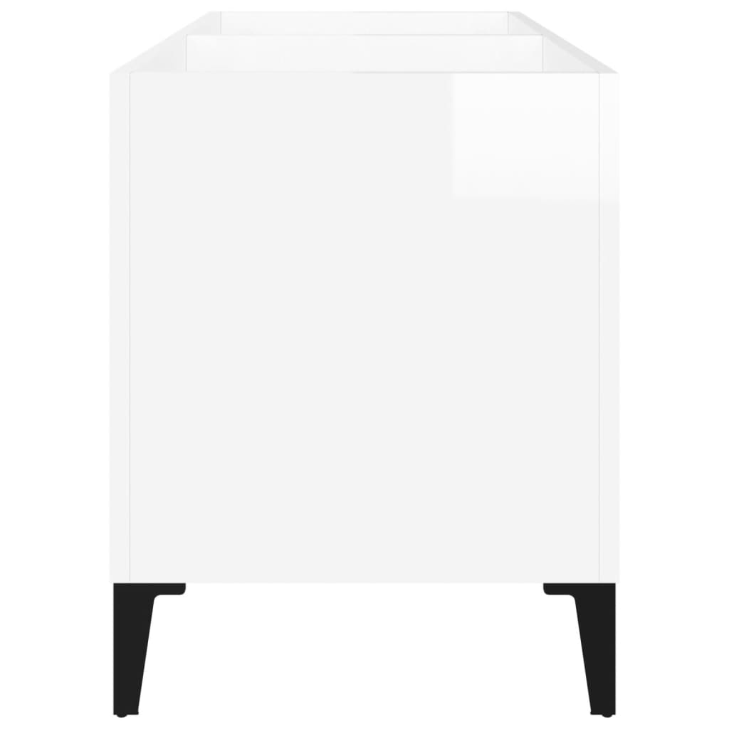 Platenkast 74,5X38X48 Cm Bewerkt Hout Hoogglans Wit