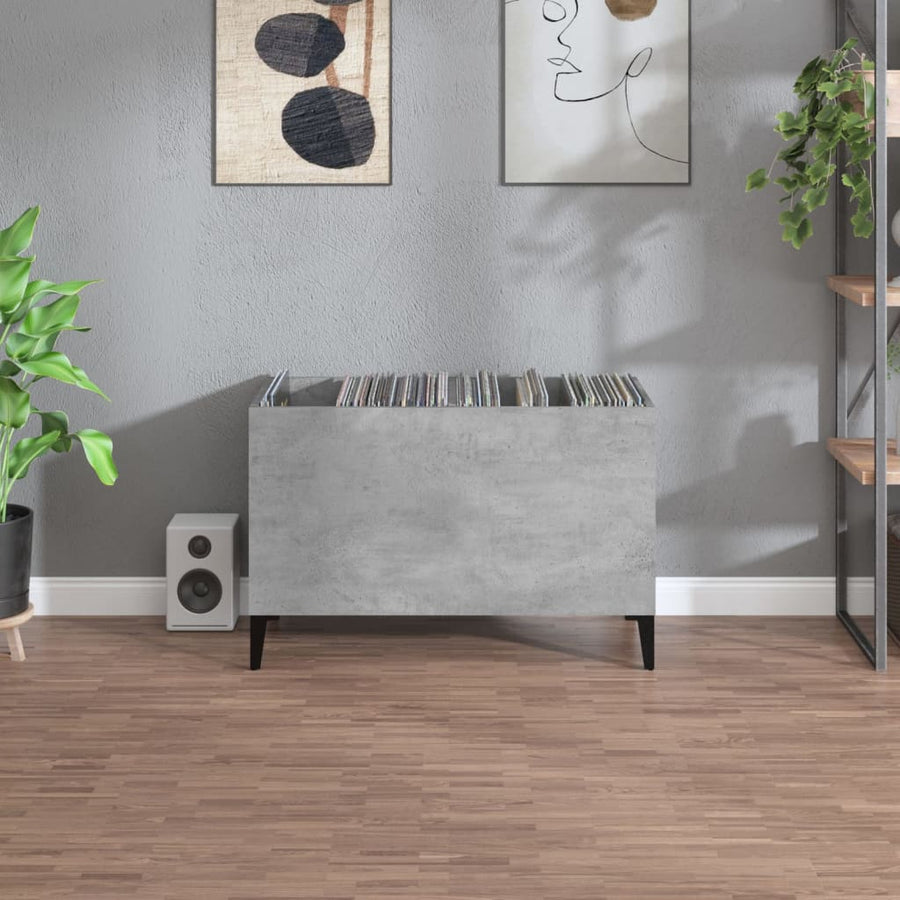 Platenkast 74,5X38X48 Cm Bewerkt Hout Betongrijs