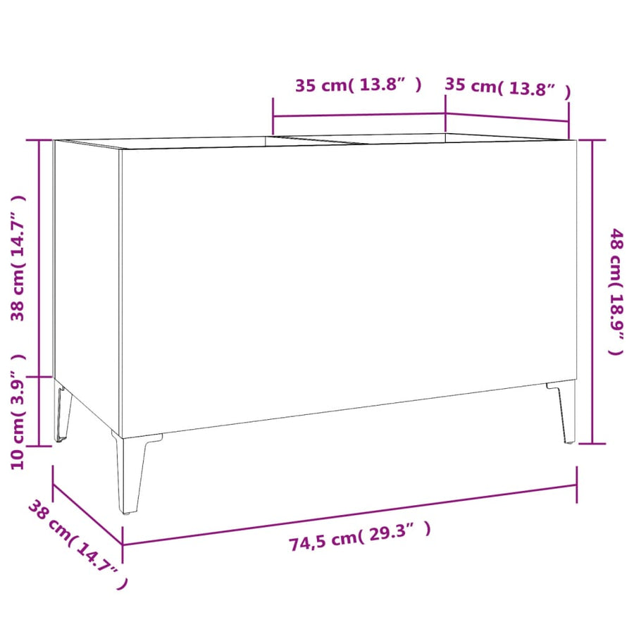 Platenkast 74,5X38X48 Cm Bewerkt Hout Betongrijs