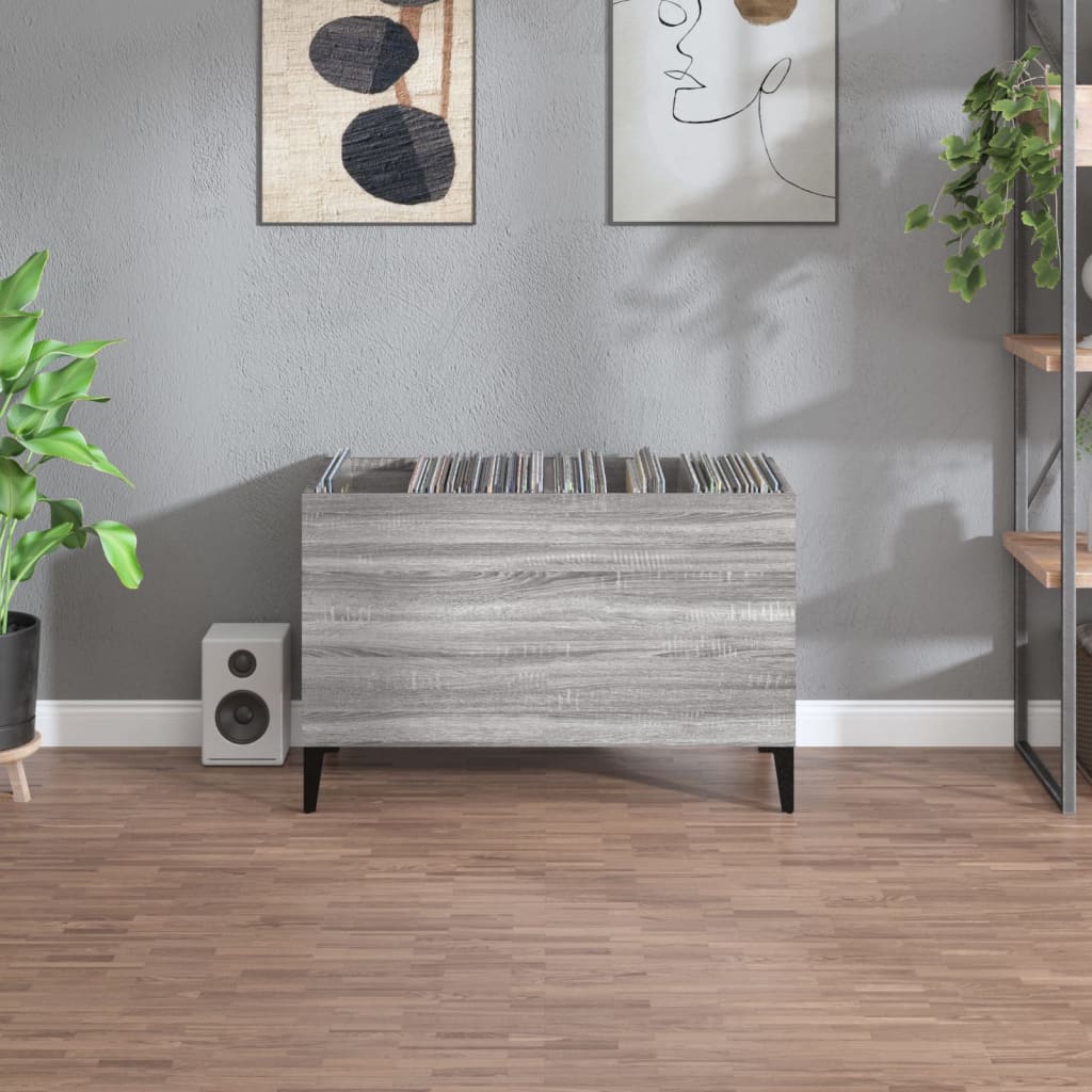 Platenkast 74,5X38X48 Cm Bewerkt Hout Grijs Sonoma Eikenkleurig