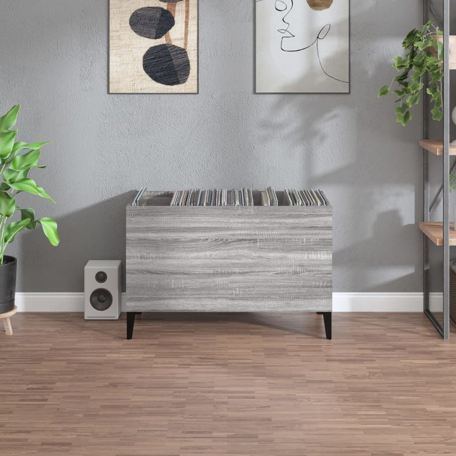 Platenkast 74,5X38X48 Cm Bewerkt Hout Grijs Sonoma Eikenkleurig