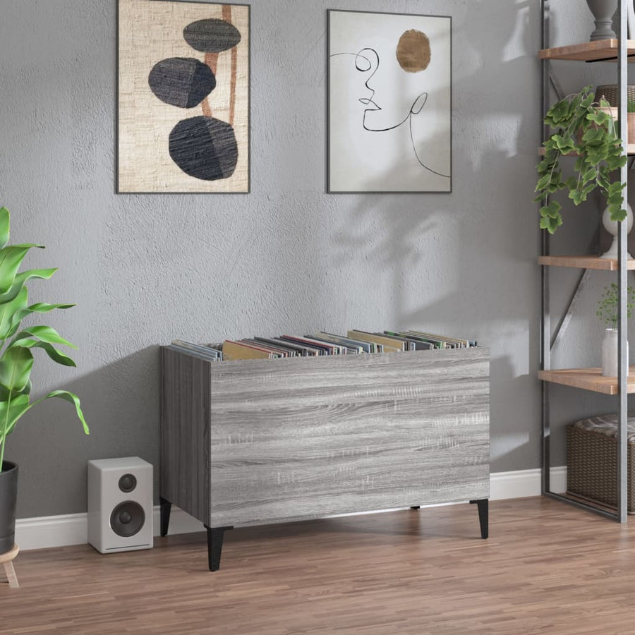 Platenkast 74,5X38X48 Cm Bewerkt Hout Grijs Sonoma Eikenkleurig