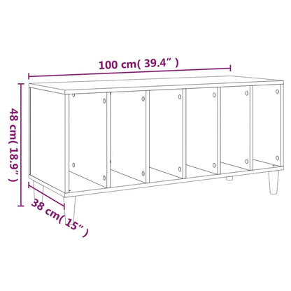 Platenkast 100X38X48 Cm Bewerkt Hout Wit