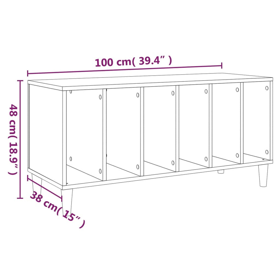 Platenkast 100X38X48 Cm Bewerkt Hout Wit