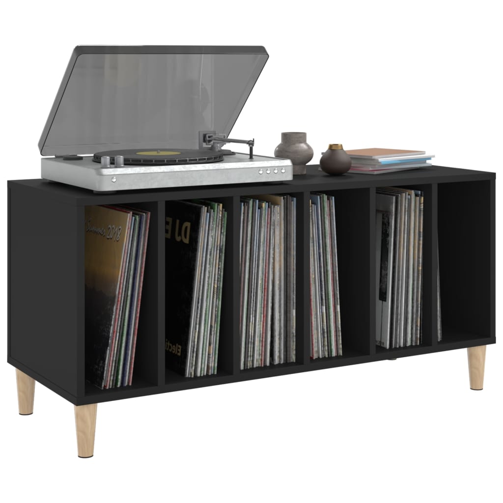 Platenkast 100X38X48 Cm Bewerkt Hout Zwart