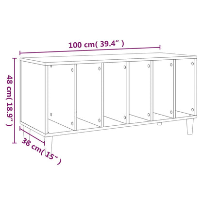 Platenkast 100X38X48 Cm Bewerkt Hout Betongrijs