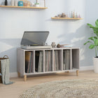 Platenkast 100x38x48 cm bewerkt hout grijs