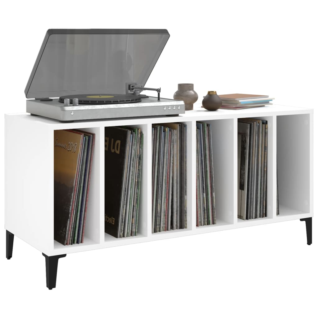 Platenkast 100X38X48 Cm Bewerkt Hout Wit