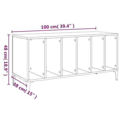 Platenkast 100X38X48 Cm Bewerkt Hout Wit