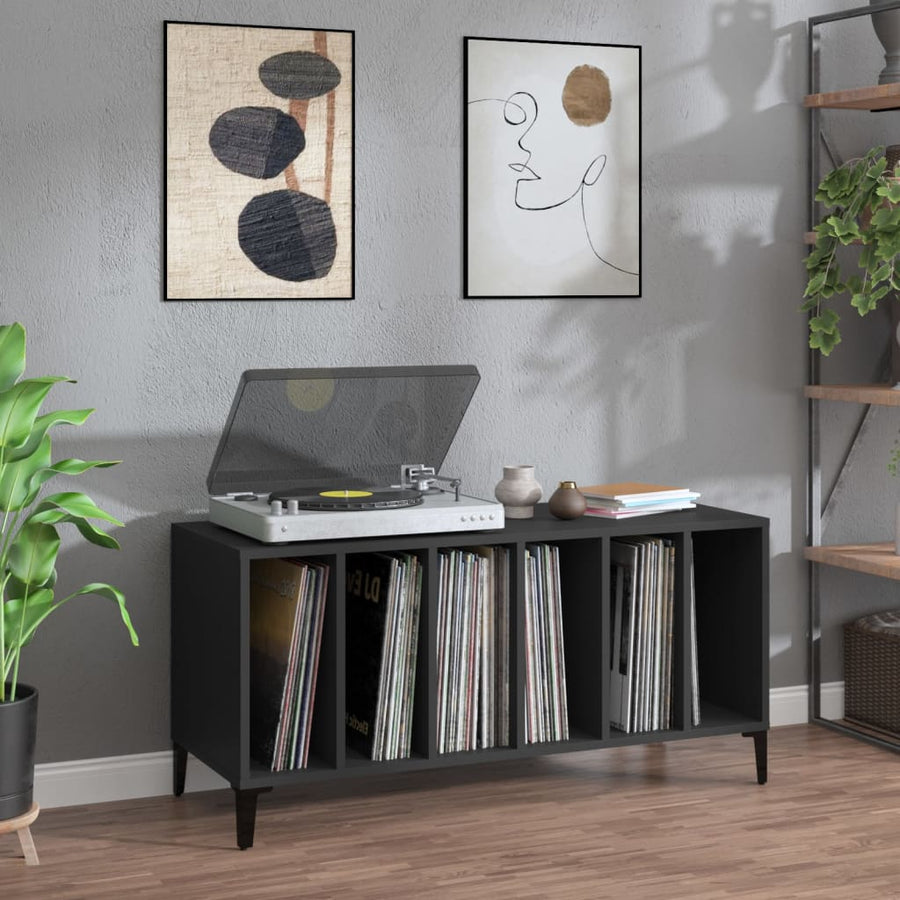 Platenkast 100X38X48 Cm Bewerkt Hout Gerookt Eikenkleurig