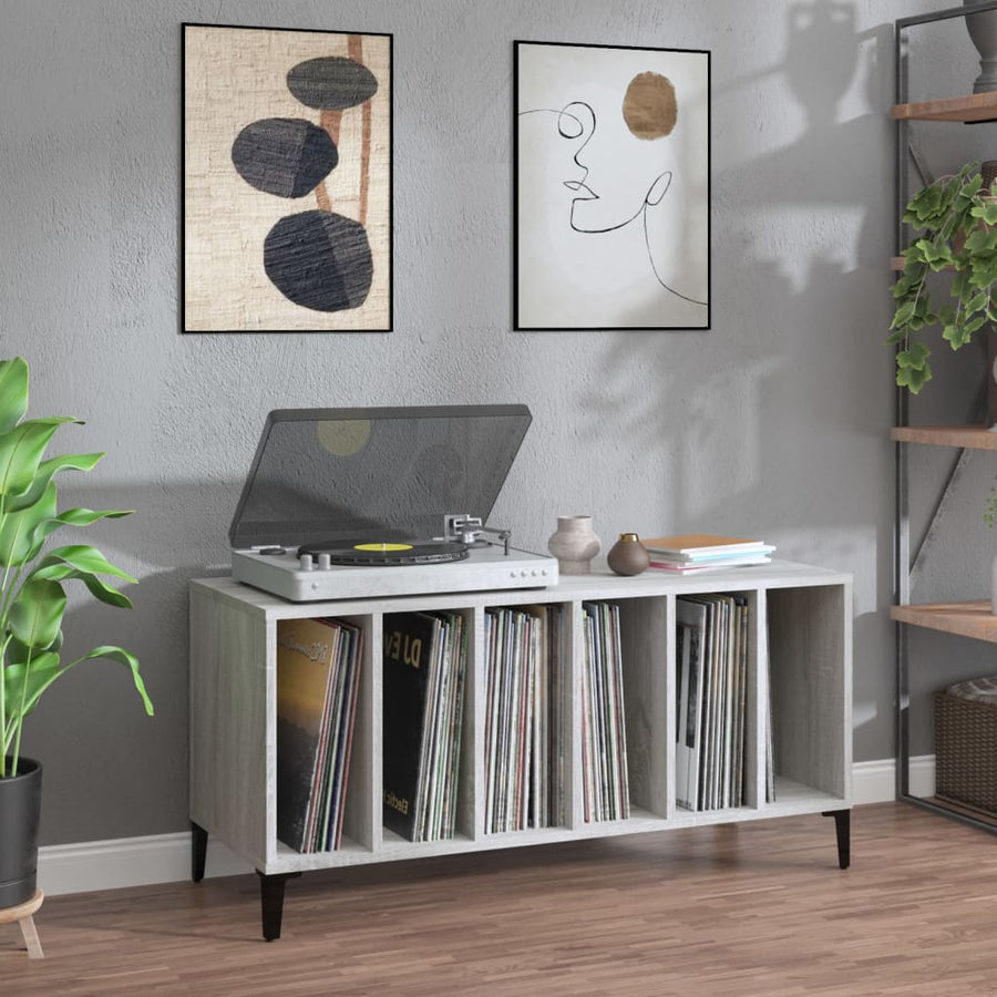 Platenkast 100X38X48 Cm Bewerkt Hout Gerookt Eikenkleurig
