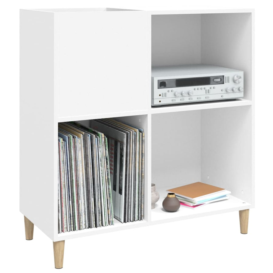 Platenkast 84,5X38X89 Cm Bewerkt Hout Wit 1
