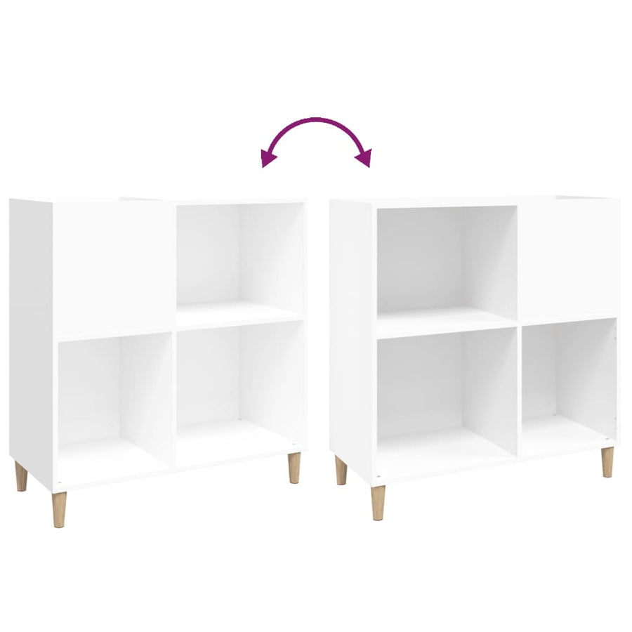 Platenkast 84,5X38X89 Cm Bewerkt Hout Wit 1