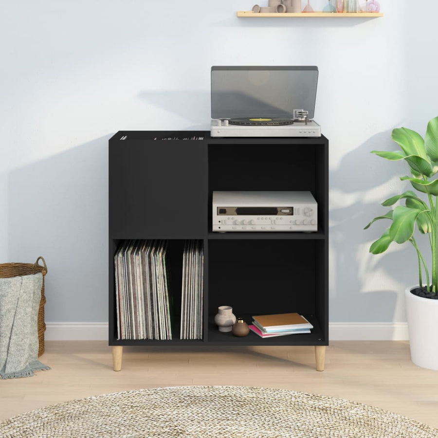Platenkast 84,5X38X89 Cm Bewerkt Hout Zwart 1