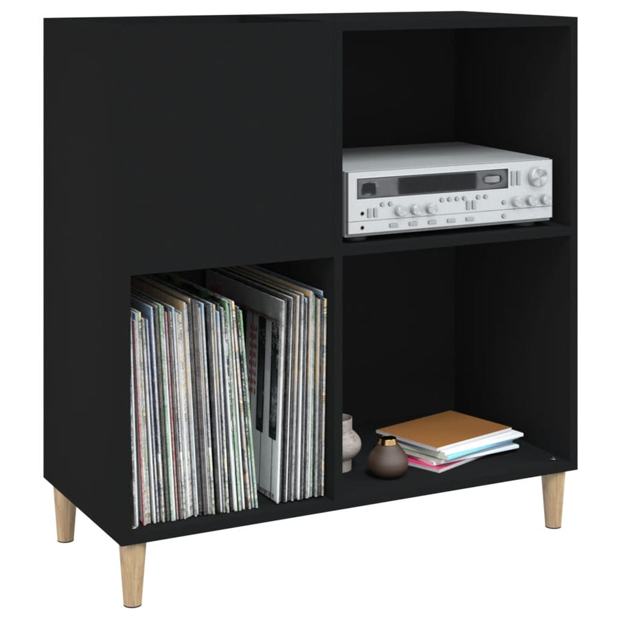 Platenkast 84,5X38X89 Cm Bewerkt Hout Zwart 1