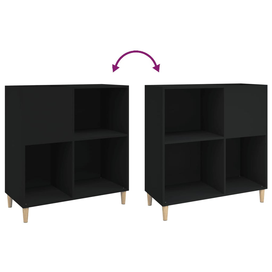 Platenkast 84,5X38X89 Cm Bewerkt Hout Zwart 1
