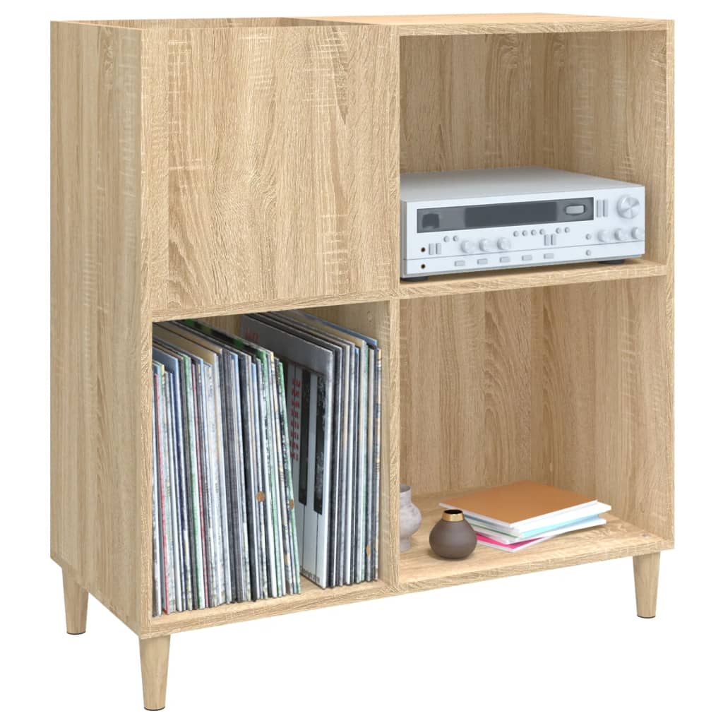 Platenkast 84,5X38X89 Cm Bewerkt Hout Kleurig Sonoma eiken