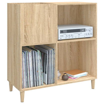 Platenkast 84,5X38X89 Cm Bewerkt Hout Kleurig Sonoma eiken