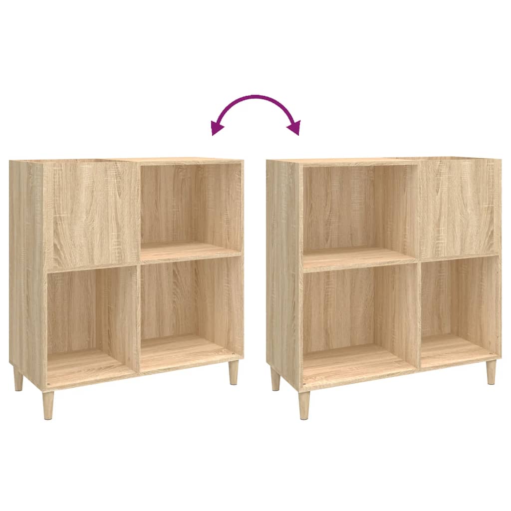 Platenkast 84,5X38X89 Cm Bewerkt Hout Kleurig Sonoma eiken