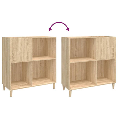 Platenkast 84,5X38X89 Cm Bewerkt Hout Kleurig Sonoma eiken