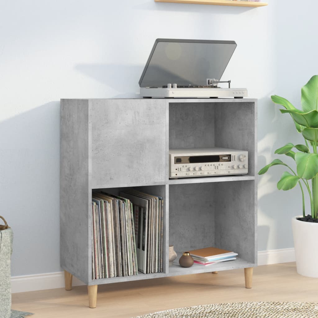 Platenkast 84,5X38X89 Cm Bewerkt Hout Betongrijs