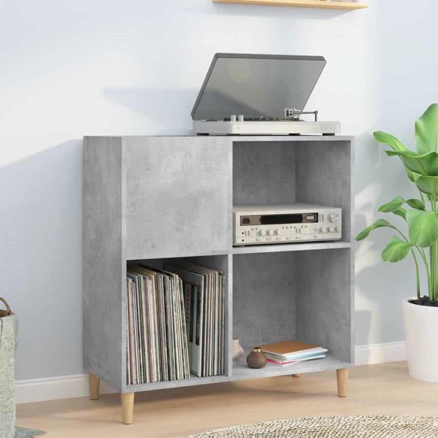 Platenkast 84,5X38X89 Cm Bewerkt Hout Betongrijs
