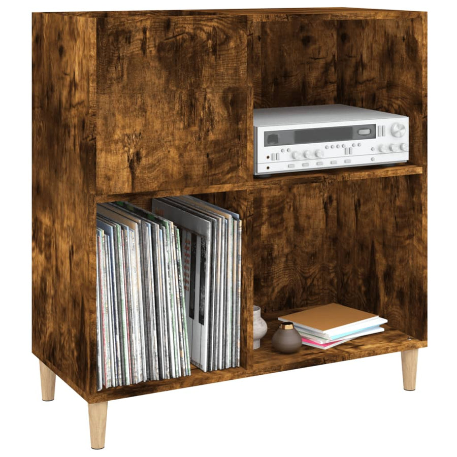 Platenkast 84,5X38X89 Cm Bewerkt Hout Kleurig Gerookt eiken