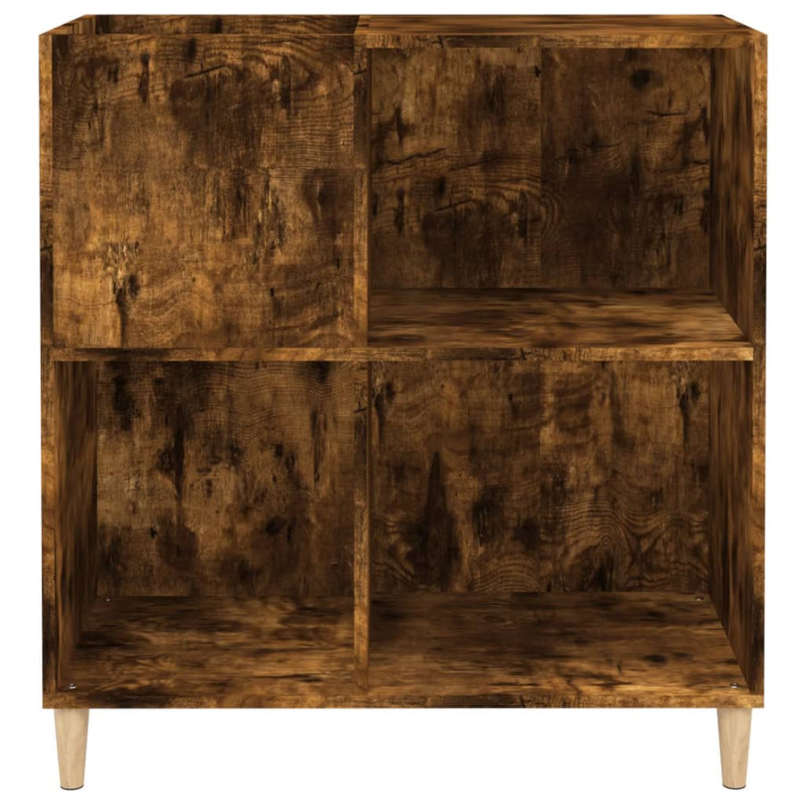 Platenkast 84,5X38X89 Cm Bewerkt Hout Kleurig Gerookt eiken