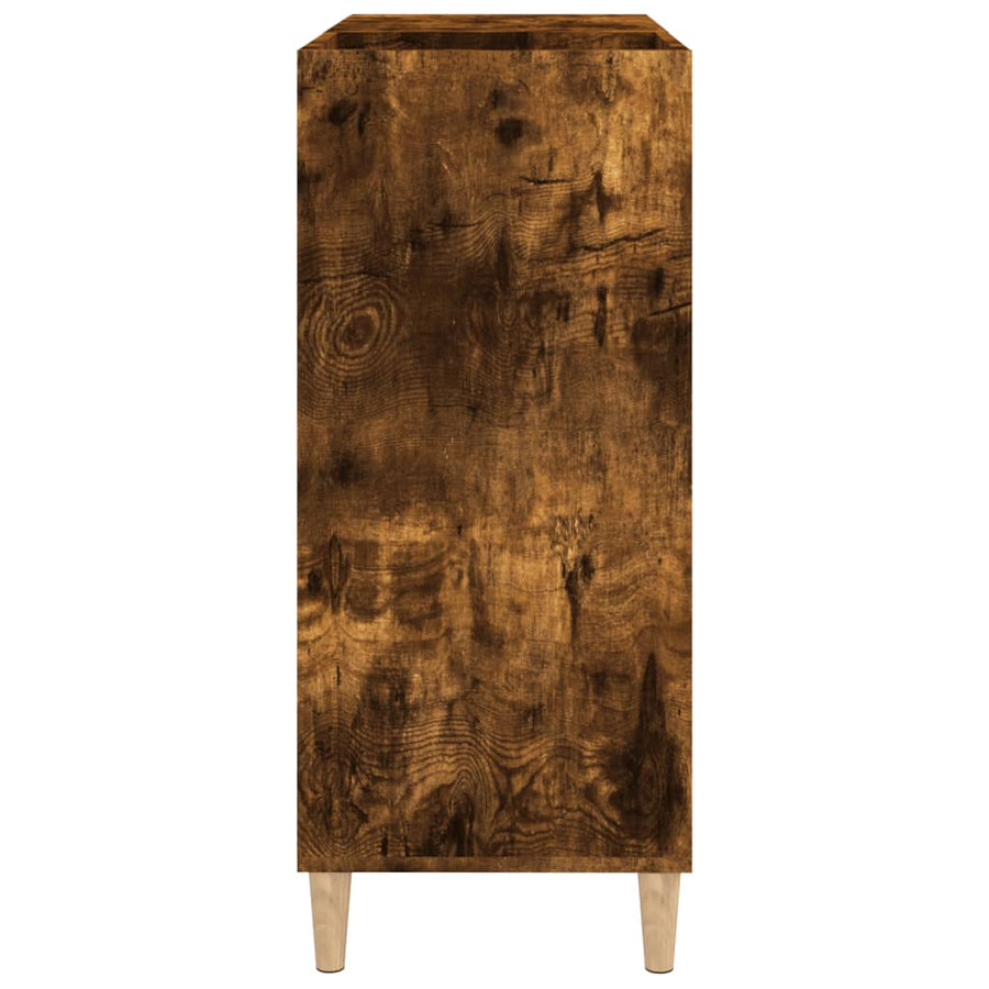 Platenkast 84,5X38X89 Cm Bewerkt Hout Kleurig Gerookt eiken