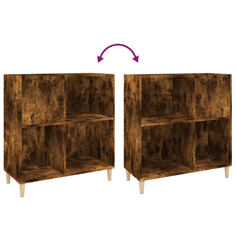 Platenkast 84,5X38X89 Cm Bewerkt Hout Kleurig Gerookt eiken