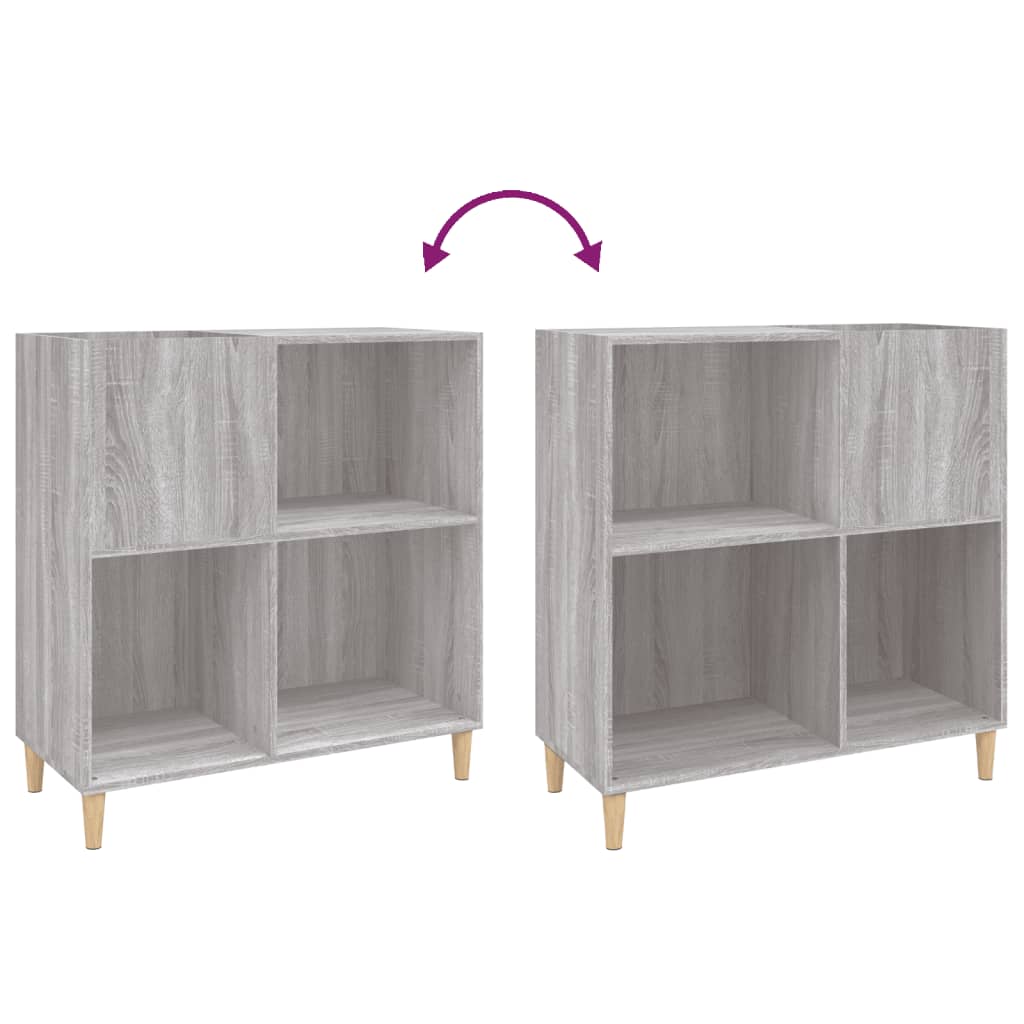 Platenkast 84,5X38X89 Cm Bewerkt Hout Grijs Sonoma Eikenkleurig