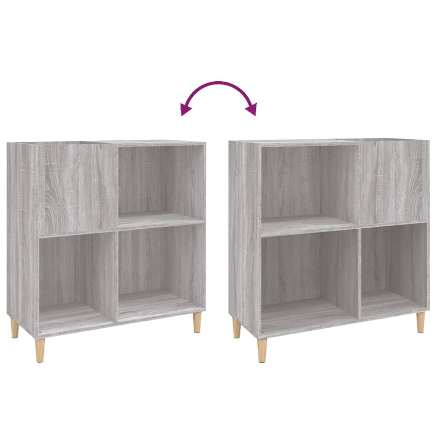 Platenkast 84,5X38X89 Cm Bewerkt Hout Grijs Sonoma Eikenkleurig
