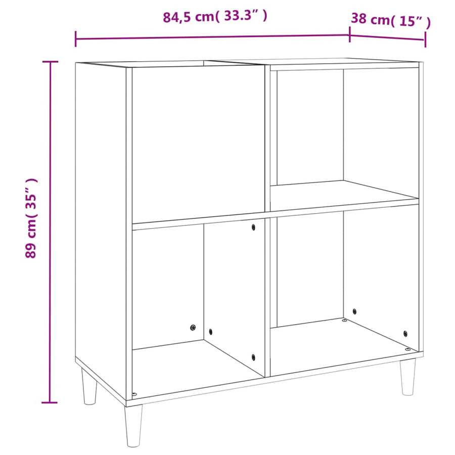 Platenkast 84,5X38X89 Cm Bewerkt Hout Grijs Sonoma Eikenkleurig