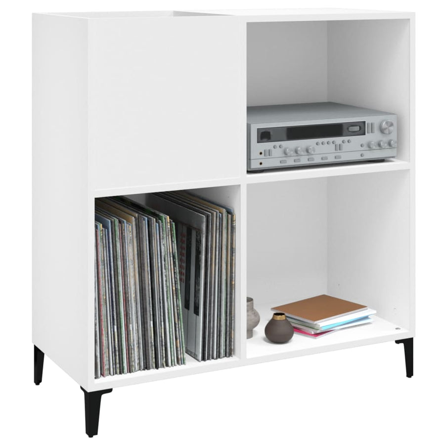 Platenkast 84,5X38X89 Cm Bewerkt Hout Wit