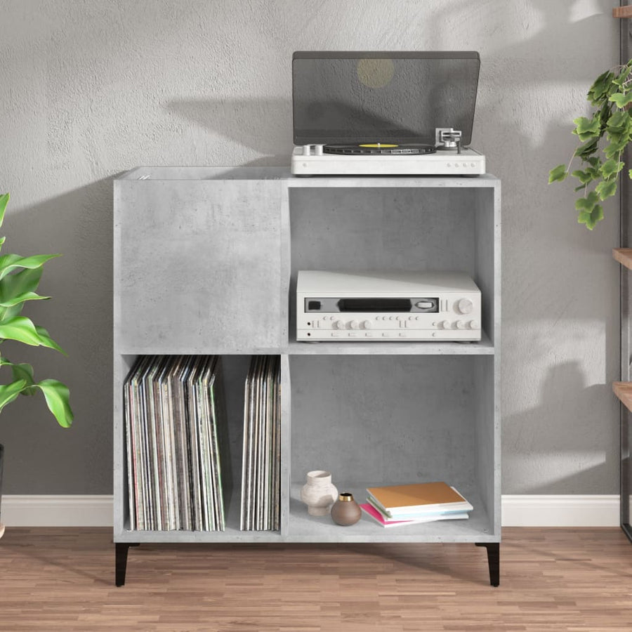 Platenkast 84,5X38X89 Cm Bewerkt Hout Betongrijs