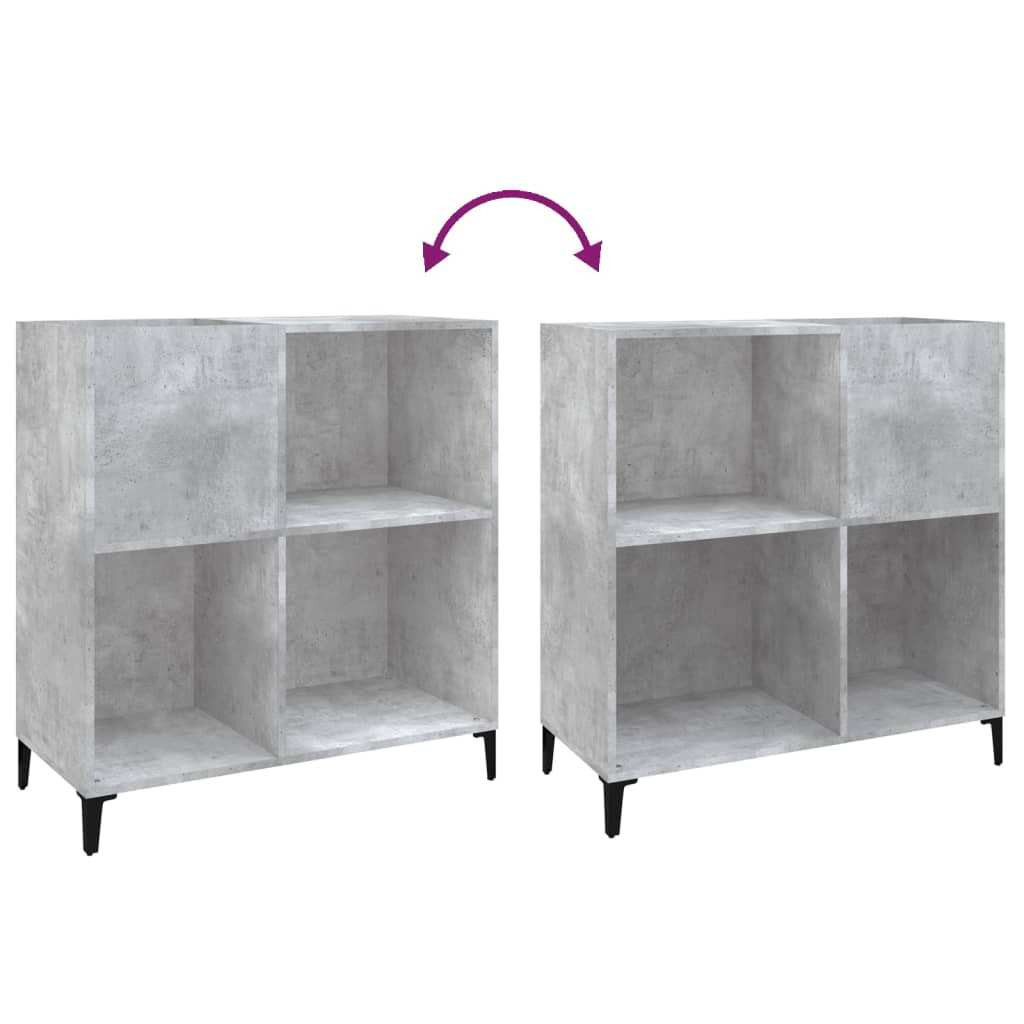 Platenkast 84,5X38X89 Cm Bewerkt Hout Betongrijs