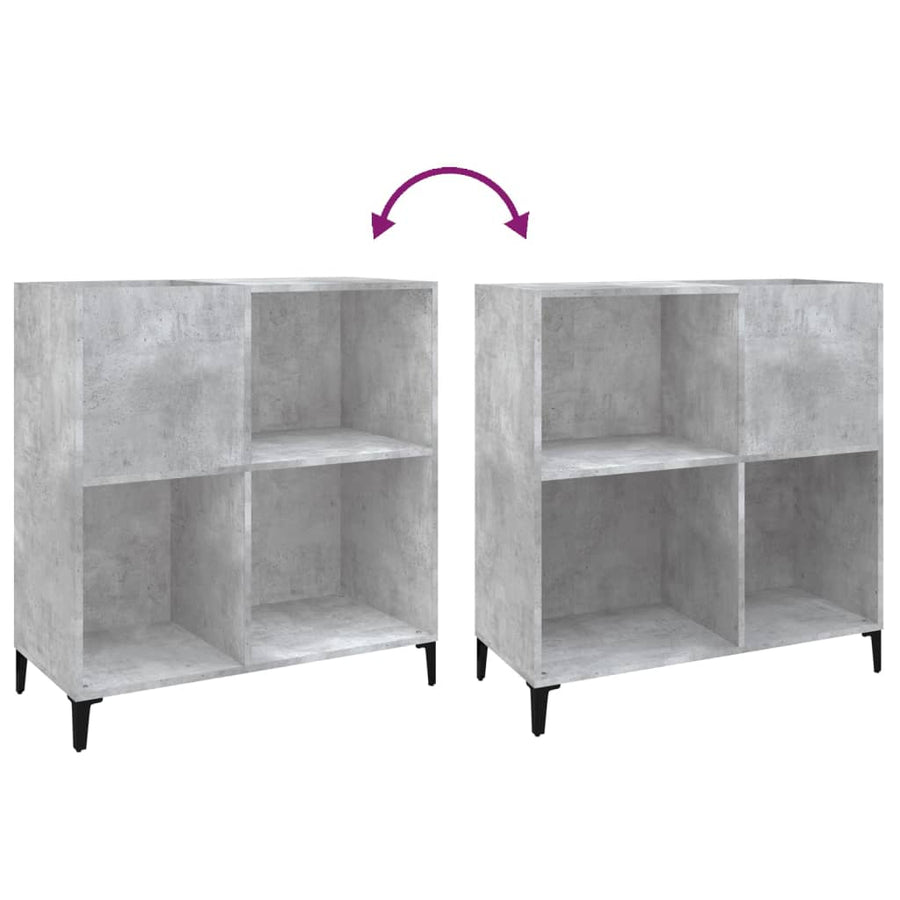 Platenkast 84,5X38X89 Cm Bewerkt Hout Betongrijs