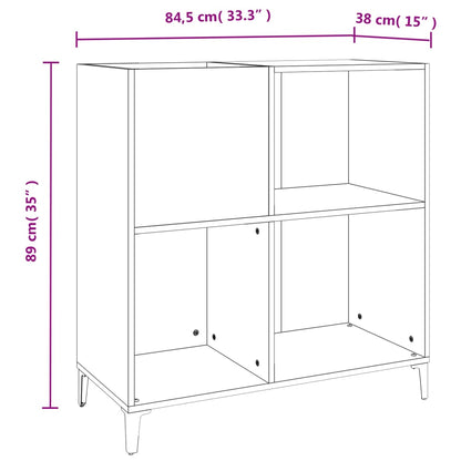 Platenkast 84,5X38X89 Cm Bewerkt Hout Betongrijs