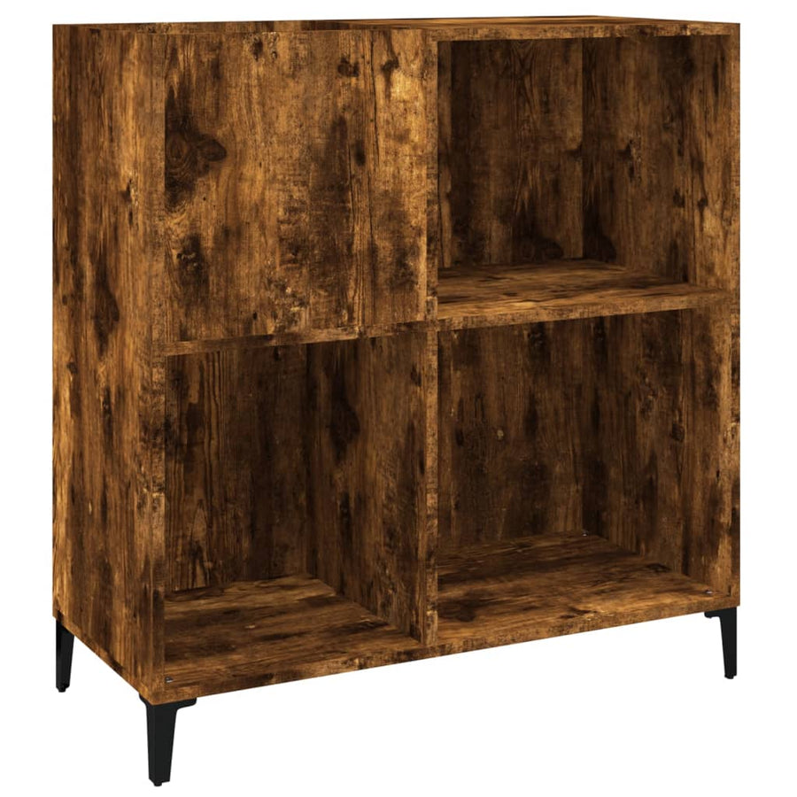 Platenkast 84,5X38X89 Cm Bewerkt Hout Kleurig Gerookt eiken