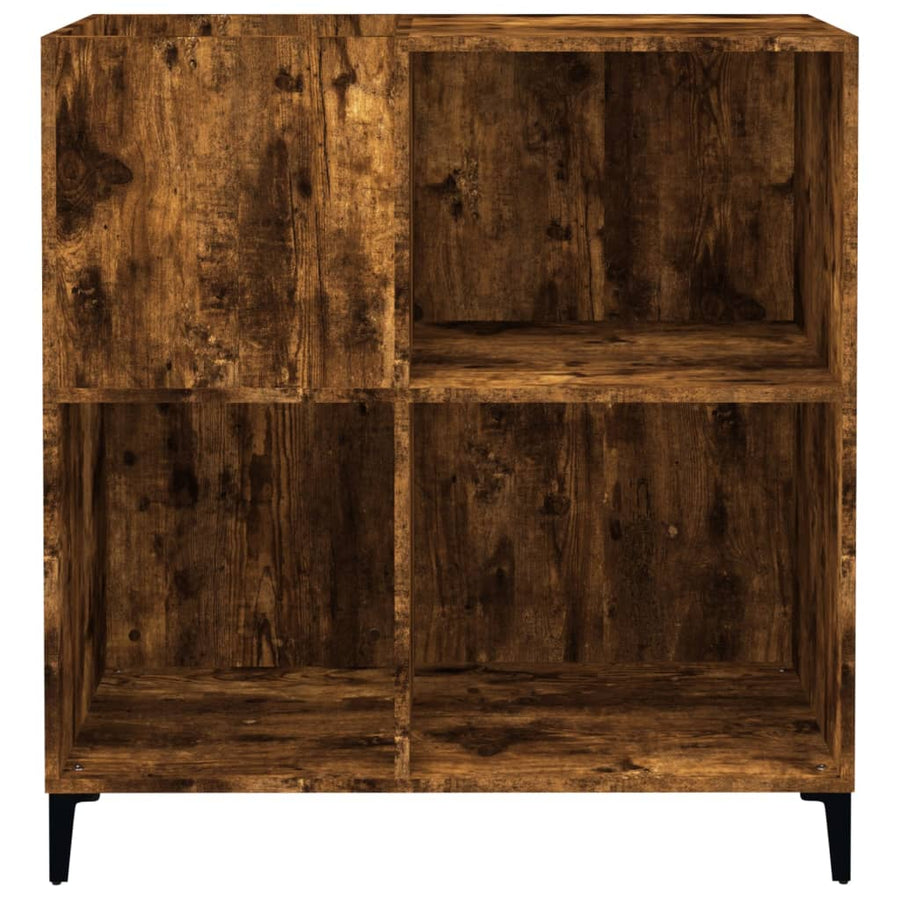 Platenkast 84,5X38X89 Cm Bewerkt Hout Kleurig Gerookt eiken