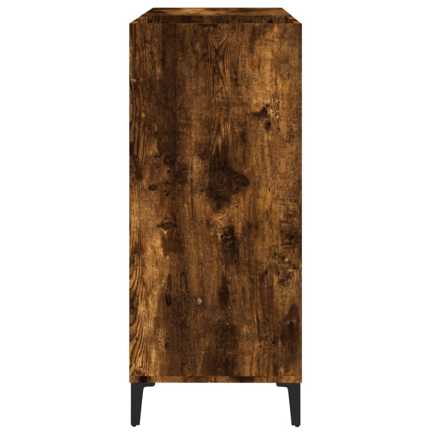 Platenkast 84,5X38X89 Cm Bewerkt Hout Kleurig Gerookt eiken