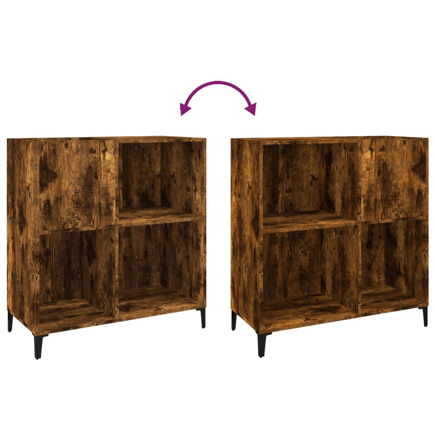 Platenkast 84,5X38X89 Cm Bewerkt Hout Kleurig Gerookt eiken