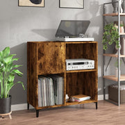 Platenkast 84,5x38x89 cm bewerkt hout gerookt eiken